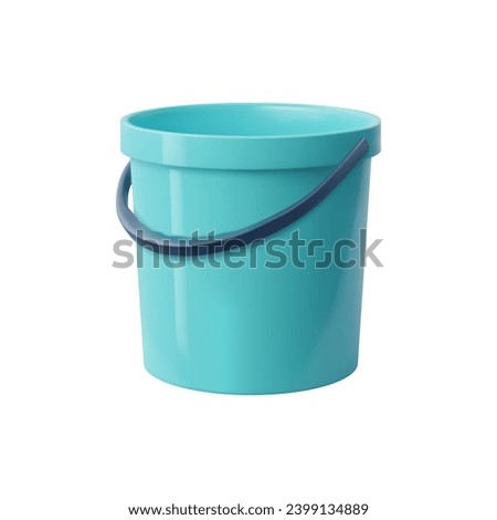 Realistic bucket, plastic container or bin. Isolated 3d vector pail, versatile, sturdy can with handle, used for carrying, storing, and organizing items, ideal for various household and outdoor tasks