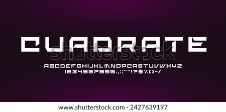 Square sport font, strong futuristic type and techno English alphabet, vector abstract italic typeface. Creative cubic font or square letters and quadrate ABC typography or trendy modern typeset