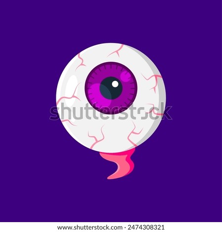 Halloween holiday eyeball emoji stares eerily, its purple pupil shifting with anticipation. Vibrant streaks and muscle evoke a spooky atmosphere, adding a playful yet chilling touch to celebrations