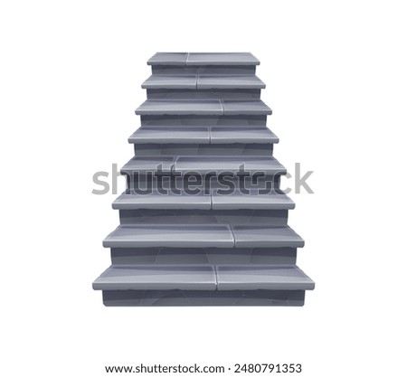 Stone stairs, staircase and stairway with rock steps, vector success achievement and architecture concept. Cartoon stairs with grey rock, stone or concrete texture. Castle staircase or house stairway