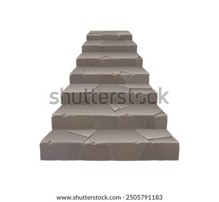 Stone stairs, old house or medieval castle ladder, isolated cartoon vector staircase made of rock pieces. Grey stone stairs structure for game. Architecture construction with solid weathered steps