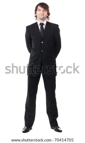 Elegant Man In Black Suit Against White Background Stock Photo 70414705 ...