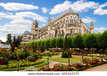 Cathedral in Bourges, beautiful garden, France Photo stock © 