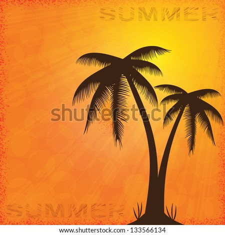 Summer holiday whit palm trees.