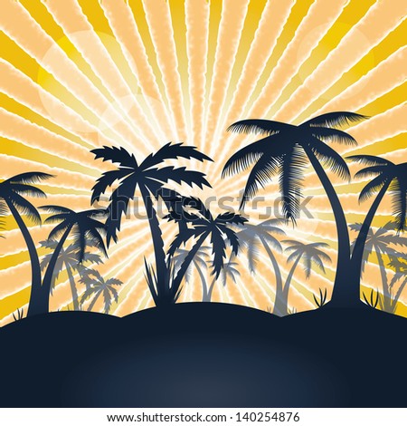 Summer holiday whit palm trees.vector