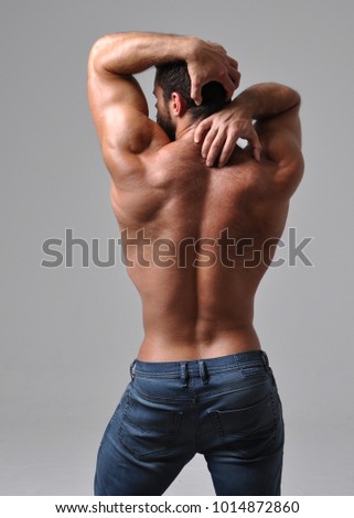 Similar – Image, Stock Photo Male torso with a lot of moles,