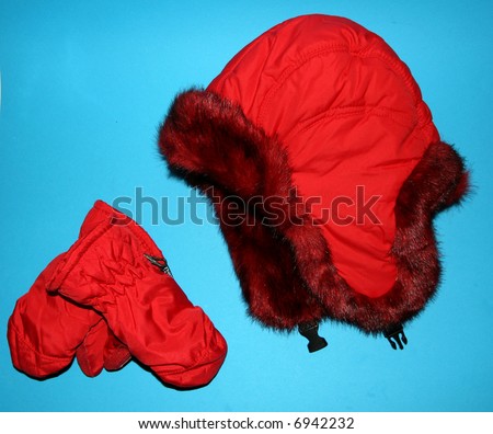red hat and gloves for winter time