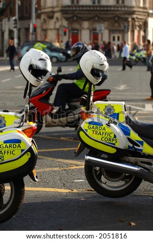 Irish Policeman on traffic duty in Dublin city