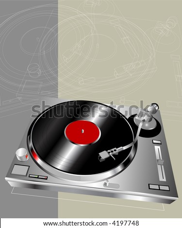 Retro turntable (Vector image fully resizable and editable)