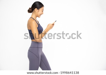 Similar – Image, Stock Photo Fitness Model Using Cell Phone