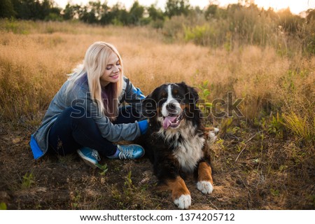 Similar – Image, Stock Photo Bernese Mountain Dog jumping. Top view