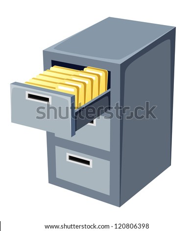 illustration of file cabinet with an open