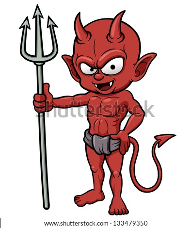 Vector Illustration Of Devil Cartoon Holding A Trident - 133479350 ...