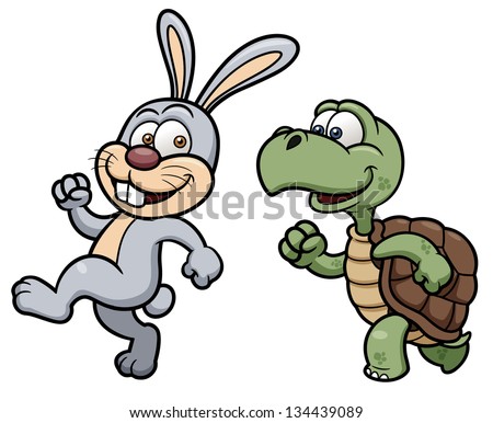 Vector Illustration Of Cartoon Rabbit And Turtle - 134439089 : Shutterstock