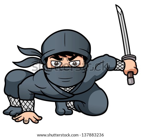 Vector Illustration Of Cartoon Ninja - 137883236 : Shutterstock