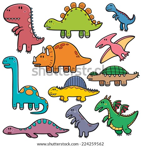 Vector Illustration Of Dinosaurs Cartoon Characters - 224259562 ...