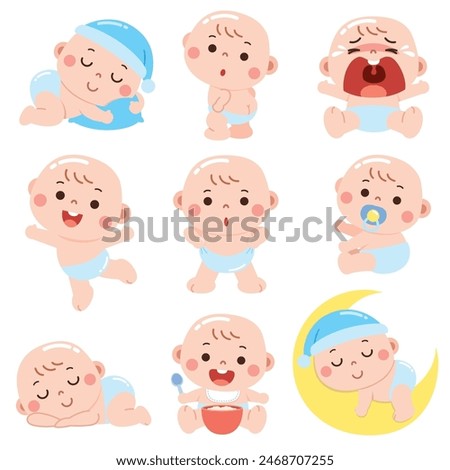 Vector Illustration of Cartoon Baby character. Cute baby.