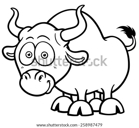 Vector illustration of cartoon bull coloring book Vector illustration of cartoon bull coloring book