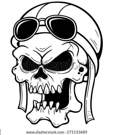 Vector Illustration Of Skull Wearing Helmet - 271533689 : Shutterstock