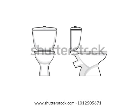 Toilet room furniture sign set. Bathroom interior object view. Toilet Sign. Toilet seat.
