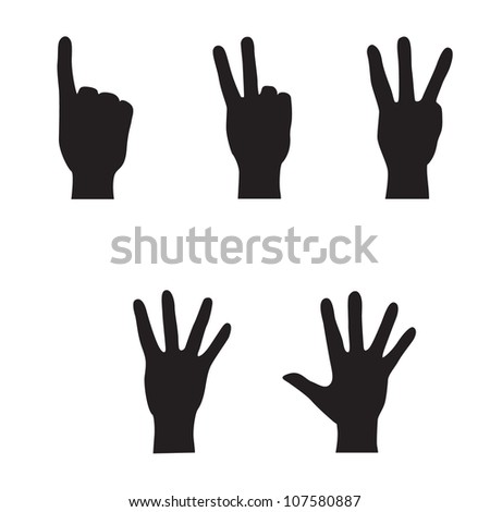 Hands - Finger Count Collection. Vector Gestures Icons. Computer Icon ...