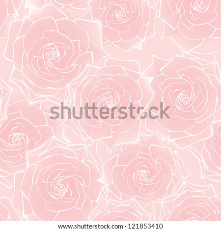 Rose background. Seamless pattern with flowers rose, vector floral illustration in vintage style.