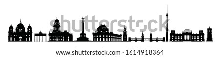 Skyline of Berlin city. Varius landmark icon silhouettes of Berlin, Germany. German traditional architecture