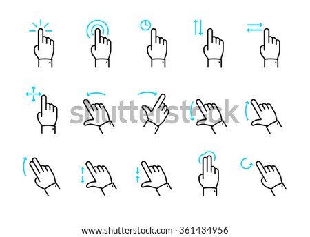 Vector touch screen gestures icons set // 01