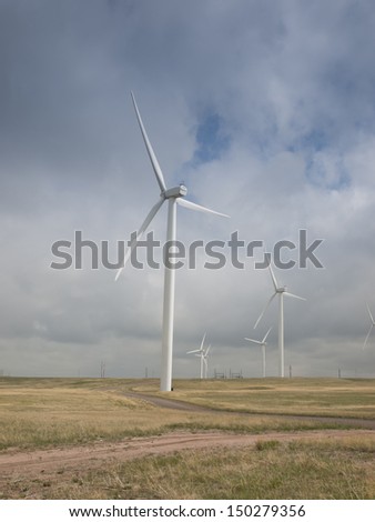 Wind turbines farm with alternative energy source in Cheyenne,  WY.