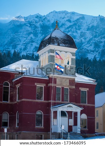 Ouray, Colorado-January 8, 2012: Ouray County Court House in Ouray, Colorado.