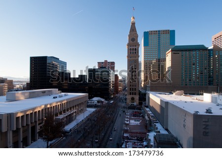 Denver, Colorado-December 6, 2011: 16th Street Mall from above.