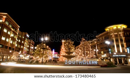 Denver, Colorado-November 18, 2011: 3rd Annual Christmas Tree Lighting at the Streets of Southglenn. Denver, Colorado.