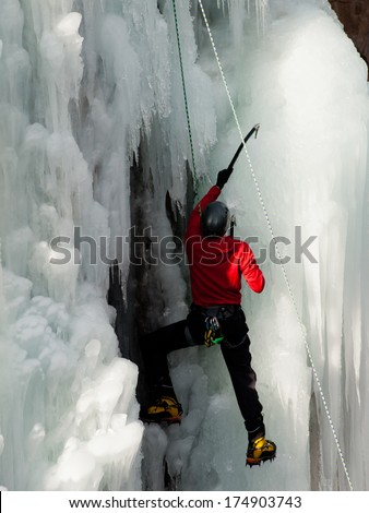 Ouray, Colorado-January 7, 2012: Annual Ice Festival with ice climbing competition.