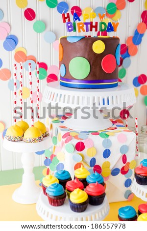 Colorful sweets for kids birthday party celebration.
