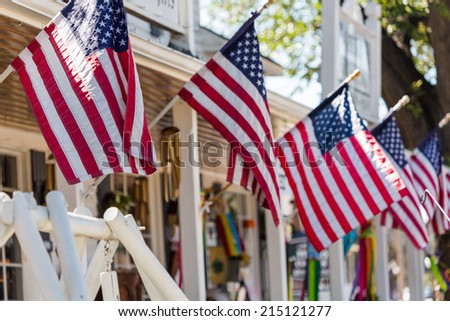 Similar – Image, Stock Photo American flag on street in New York City