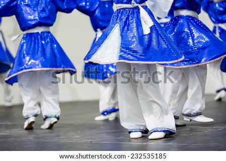Kids dancing tradition Russian folk dances.