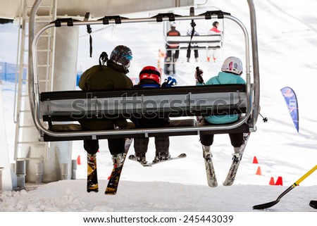 Arapahoe Basin, Colorado, USA-January 18, 2015. Mid season skiing at Araphoe basing ski resort.