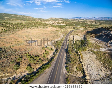 Aerial view of mountains at Grand Mesa Scenic Byway near Grand Junction, Colorado.