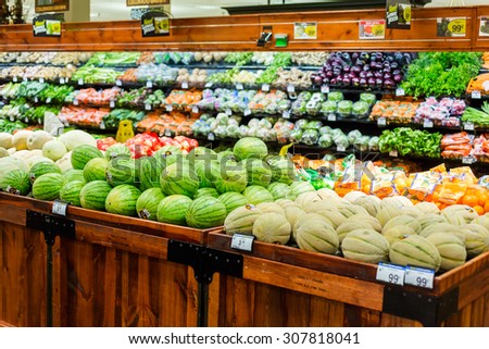 Denver, Colorado, USA-August 19, 2015. Fresh produce at the local grocery store.
