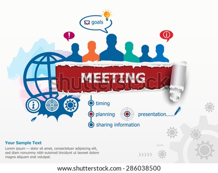 Business meeting concept and group of people. Set of flat design illustration concepts for business, consulting, finance, management, career, human resources.