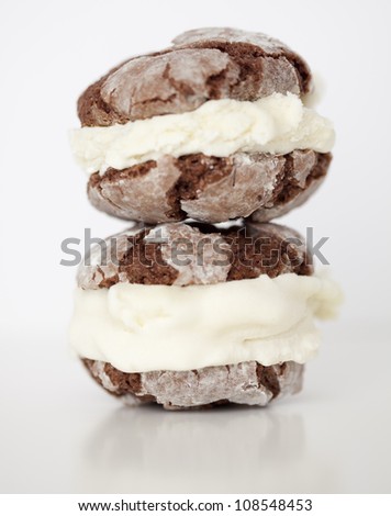 Stacked two ice cream sandwiches, home made