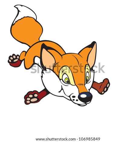 Cartoon Fox Jump Up,Vector Image, Children Illustration Isolated On ...