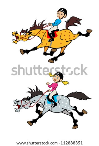 Vector Images, Illustrations and Cliparts: horse riders,cartoon boy and