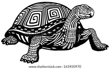 turtle black and white illustration 