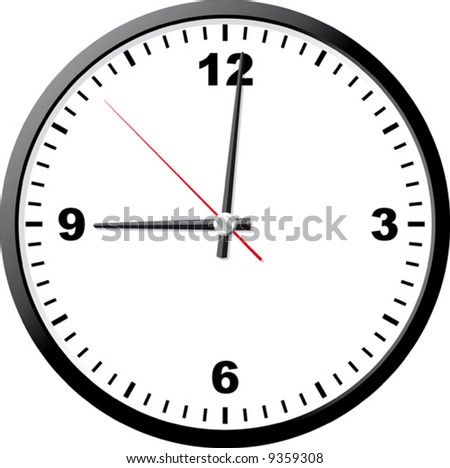 Office clock. Vector illustration. It is isolated on a white background.