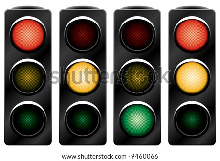 Traffic light. Variants. Vector illustration. Isolated on white background. See also ID: 9457978, 10381048, 10381042, 12352633, 12369619