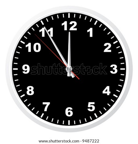 Office clock. Vector illustration. Isolated on white background.