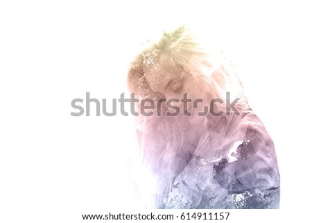 Similar – Image, Stock Photo Stunning curly paint colorful close up background with super texture. Macro style, copy space