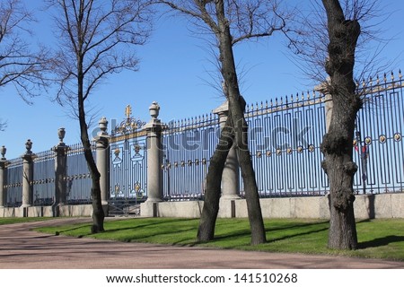 The fence in the Summer Garden in St. Petersburg. Russia