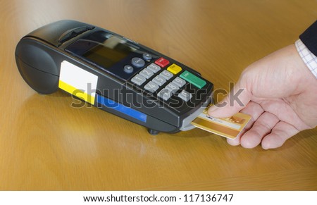 Business man using credit card payment